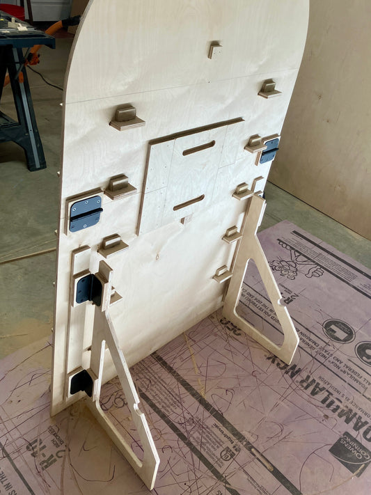 Wooden Backdrop with Shelves