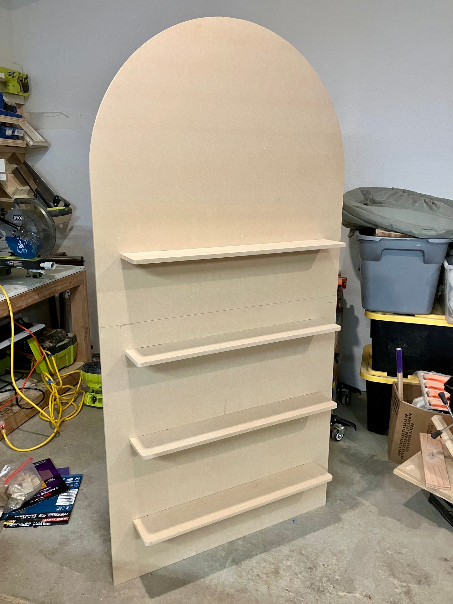 Wooden Backdrop with Shelves