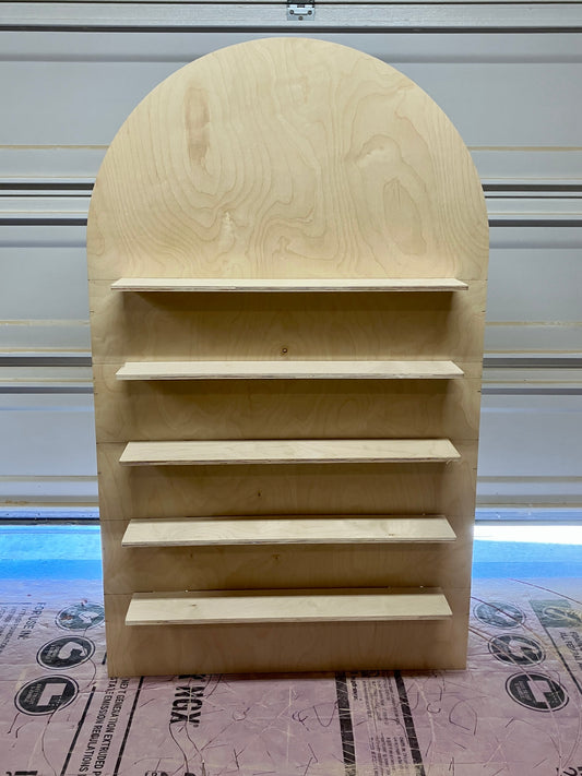 Wooden Backdrop with Shelves